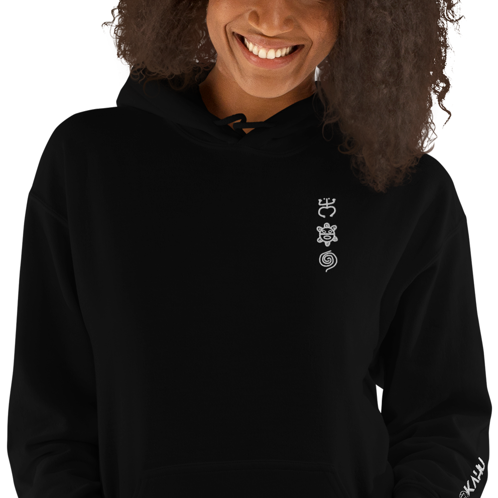 Taino White Embroidered Unisex Hoodie