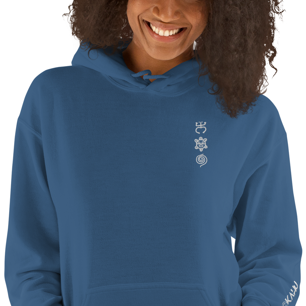 Taino White Embroidered Unisex Hoodie