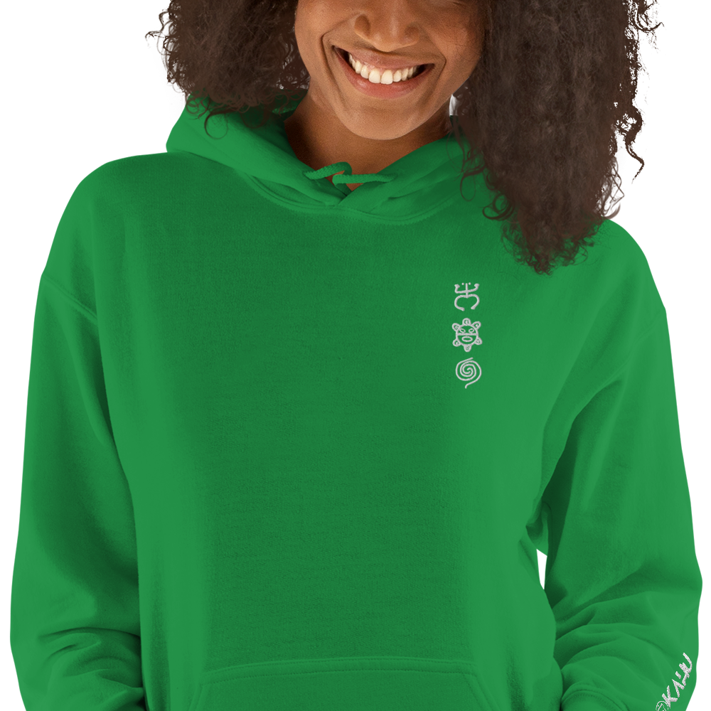 Taino White Embroidered Unisex Hoodie