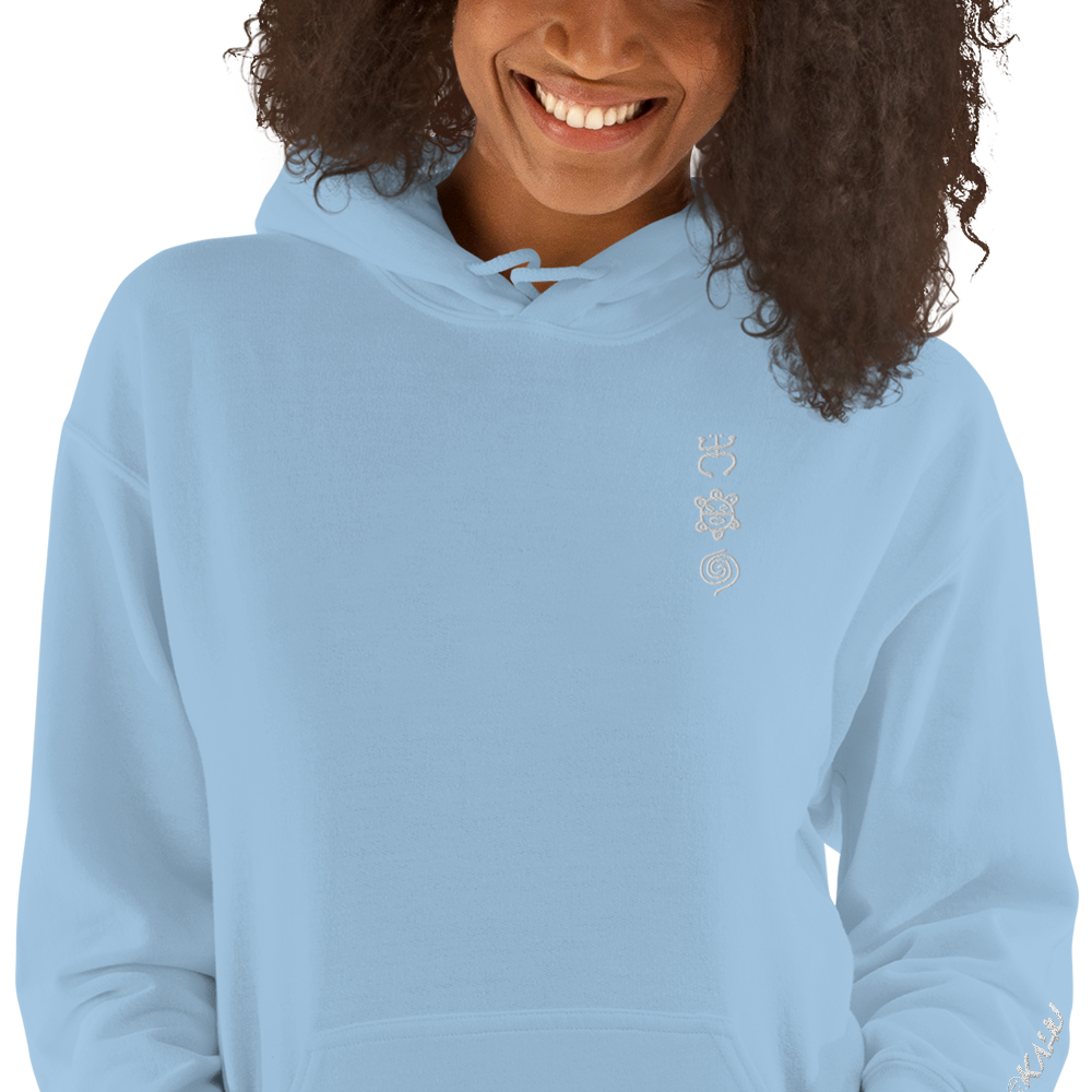 Taino White Embroidered Unisex Hoodie