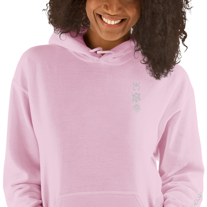 Taino White Embroidered Unisex Hoodie