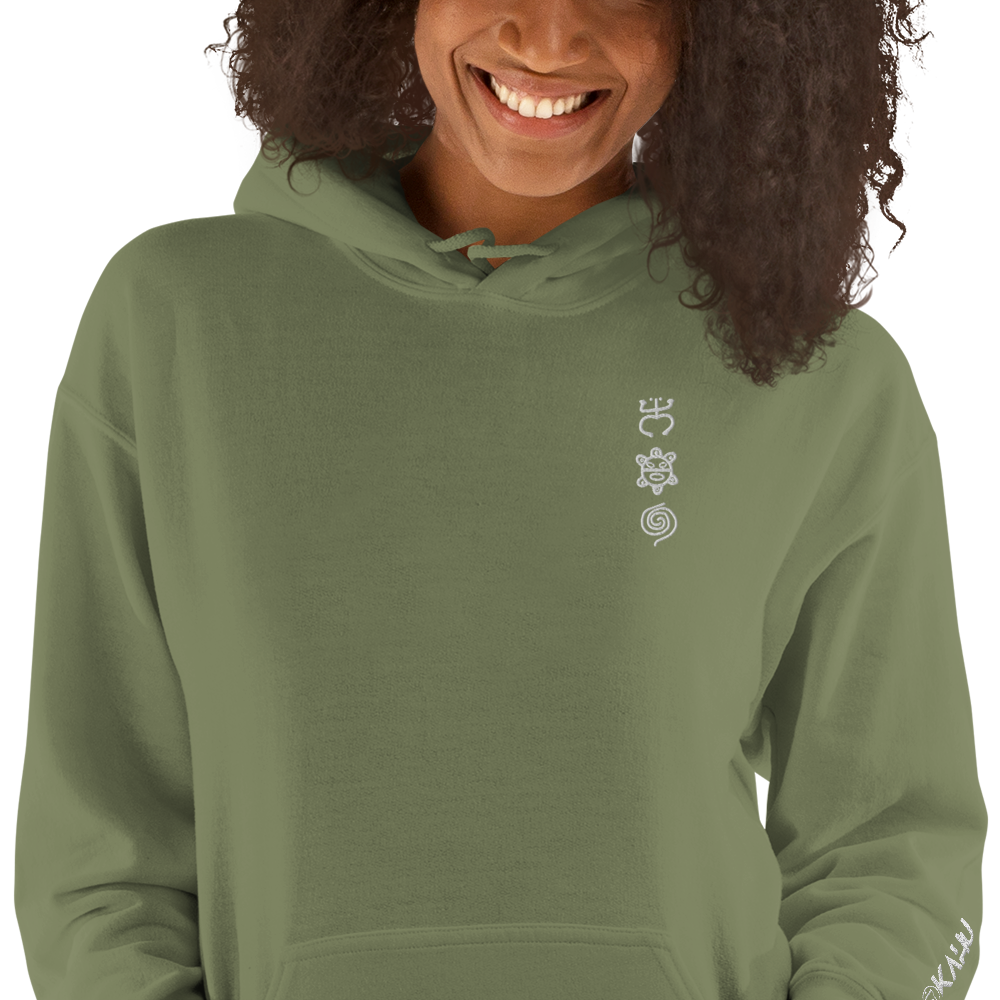 Taino White Embroidered Unisex Hoodie