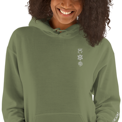 Taino White Embroidered Unisex Hoodie