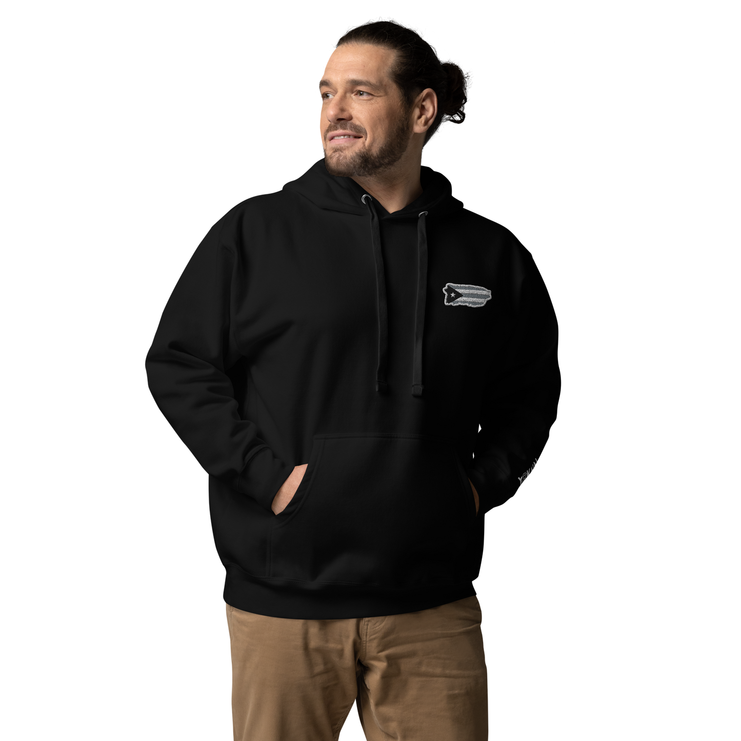 PuertoRico  Black and White Logo Embroidered Unisex Hoodie