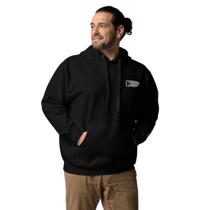 PuertoRico  Black and White Logo Embroidered Unisex Hoodie