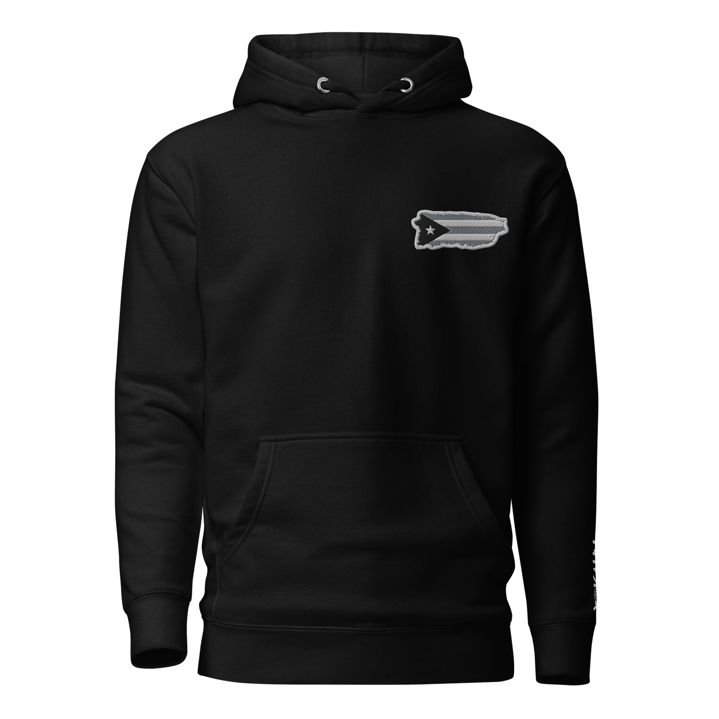 PuertoRico  Black and White Logo Embroidered Unisex Hoodie