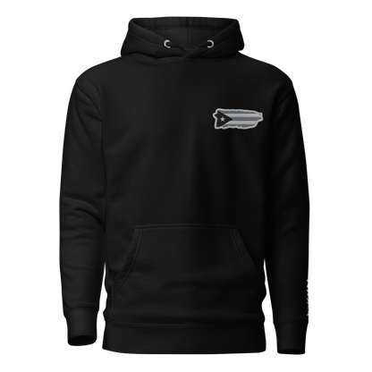 PuertoRico  Black and White Logo Embroidered Unisex Hoodie