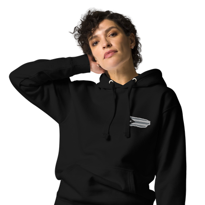 PuertoRico  Black and White Logo Embroidered Unisex Hoodie