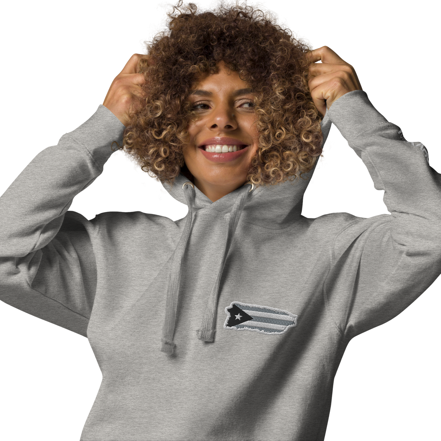 PuertoRico  Black and White Logo Embroidered Unisex Hoodie