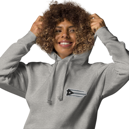 PuertoRico  Black and White Logo Embroidered Unisex Hoodie