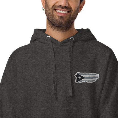 PuertoRico  Black and White Logo Embroidered Unisex Hoodie