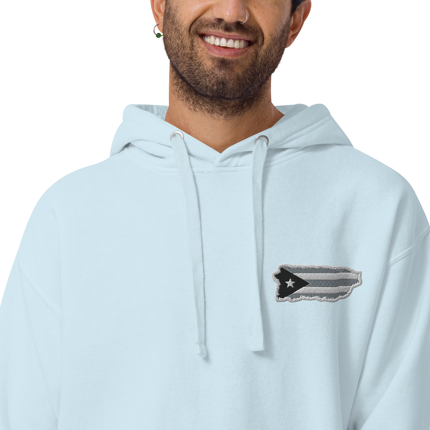 PuertoRico  Black and White Logo Embroidered Unisex Hoodie