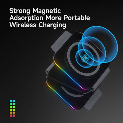 3 in 1 Fast wireless charger with adapter and cable/ RGB Led Charging station